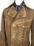 vintage  Urban Village Vintage  urban village  Suede Jacket  Suede  press stud fastening  press stud  pockets  pocket detail  mens  L  Jacket  dagger collar  collared  collar  brown  70s  1970s