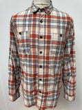 white  vintage  Urban Village Vintage  urban village  stitch detailing  stitch detail  Shirt  retro  pockets  orange  Mens Shirts  mens  long sleeve  levis strauss  levis  L  Cotton  collar  chest pockets  checkered  checked  check shirt  check  button down  button  blue