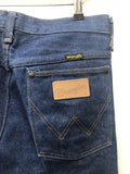 Wrangler  W32  vintage  Urban Village Vintage  mens  M  L34  jeans  jean  flares  denim  Cotton  check lining  blue  70s  70  30  1970s