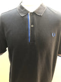 vintage  Urban Village Vintage  urban village  Top  Stripes  sportswear  sports polo  short sleeved  short sleeve  retro  polo top  Navy  MOD  mens  L  embroidered logo  Embroidered  collar  button  Blue