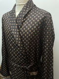 vintage  Urban Village Vintage  urban village  tootal  smoking jacket  silky  silk  pockets  Paisley Print  paisley inspired  paisley  mens  made in britain  long sleeves  Long sleeved top  long sleeved  long sleeve  dark brown  belted jacket  belted  belt detail  belt  70s  60s  1970s  1960s
