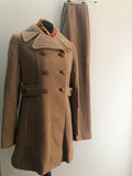 womens  vintage  two piece  top  suit  set  mod  Jacket  Hilary Model  double breasted  coat  brown  beige  60s  1960s  12  10-12  10