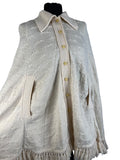Wool  vintage  Urban Village Vintage  short  S  roll neck  poncho  green  chevron  cape  brown  1970s