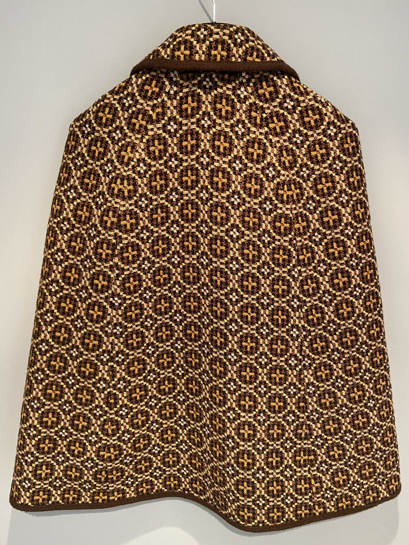 Vintage 1960s Welsh Wool Tapestry Cape & Gilet Set Brown Yellow Urban Village