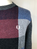 vintage  Urban Village Vintage  urban village  square pattern  mens  logo  Lambswool cotton blend  lambswool  L  knitwear  knitted  knit  jumper  herringbone pattern  Grey  Fred Perry  fairisle  embroidered logo  burgundy  Blue
