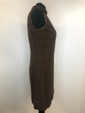 womens  vintage  roll neck  retro  print dress  MOD  high neck  fully lined  dress  checkered  check  brown  8  60s  1960s