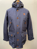 Winter Jacket  Winter Coat  vintage  S  parka  Navy Jacket  Navy  MOD  mens  long sleeve  long length coat  long  logo  Jacket  indigo  hooded  hood  Fred Perry  drawstring  coat  blue