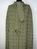 womens  Welsh Woollens  welsh wool  welsh  vintage  tapestry design  tapestry  S  MOD  green  fringed scarf  eclipse  diamond pattern  cape  60s  1960s