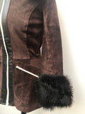 womens vintage Suede Sheepskin coat brown Black sheepskin 8 70s 6/8 6 1970s Urban Village Vintage