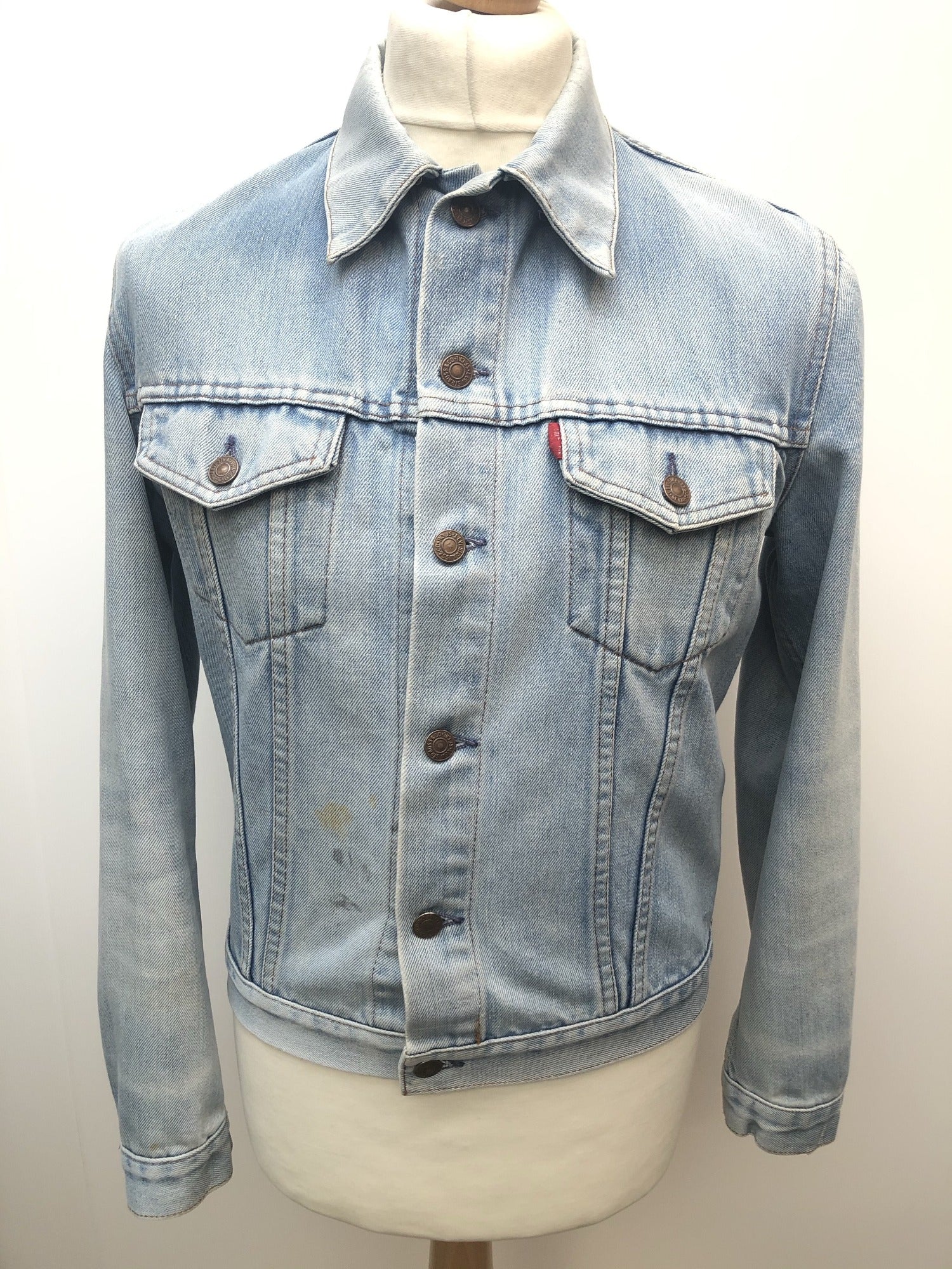 Vintage Red Tab Levis Denim Jacket in Light Blue Mens Vintage Clothing Urban Village UrbanVillageVintage