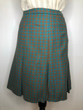 1960s Diamond Patterned Pleated Skirt - Size UK 12