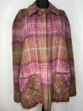 Vintage 1960s Mohair and Wool Check Cape in Mauve - Size S-M