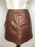 zip front  womens  vintage  Urban Village Vintage  urban village  MOD  mini skirt  mini  Leather  brown  60s  1960s  10