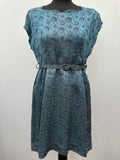 1950s Floral Sleeveless Belted Dress - Size 12