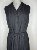 womens  waist belt  vintage  tie waist belt  summer dress  summer  retro  Ranix  dress  collared  black  70s  1970s  12