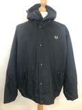 zip up jacket  zip up  vintage  Urban Village Vintage  MOD  large  l  Jacket  hooded  funnel neck  fred  fleece lining  coat  black