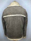 zip front  zip  Winter Jacket  winter  vintage  Urban Village Vintage  urban village  Trucker  thick  Sherpa  pockets  pocket  mens  L  Jacket  front pockets  dark brown  corduroy  collared  70s