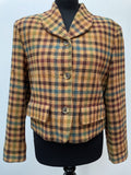 womens  vintage  Urban Village Vintage  short  retro  MOD  Jacket  dogtooth  Cotton  brown  blazer jacket  Blazer  60s  1960s  14  12/14