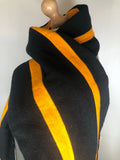 Yellow  Wool Blend  wool  vintage  Urban Village Vintage  urban village  Stripes  striped  shepard and woodward oxford  pure wool  One Size  MOD  college scarf  black  60s  1960s  100% Wool