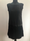 womens  vintage  Urban Village Vintage  urban village  swing dress  sleeveless  seventh avenue  midi dress  midi  fringed  fringe  drop waist dress  dress  black  60s  1960s  10