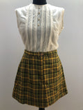zip  Yellow  womens  vintage  Urban Village Vintage  urban village  Skirts  skirt  MOD  mini skirt  check dress  brown  back zip  8  60s  1960s
