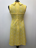 yellow  womens  vintage  Urban Village Vintage  sleevless  retro  pockets  pencil dress  patterned  MOD  floral  dress  back zip  8  60s  1960s