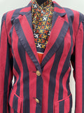 womens jacket  womens coat  womens  vintage  Urban Village Vintage  urban village  stripey  Stripes  striped  retro  red  prestige  pockets  MOD  long sleeve  Jacket  gold button  gold  button down  button  boating jacket  blue  blazer jacket  Blazer  70s  60s  1970s  1960s  10