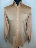 Vintage 1970s Pointed Collar Long Sleeve Shirt in Light Brown - Size S