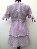 womens  vintage  Urban Village Vintage  urban village  tie sleeves  purple  mini dress  mini  dress  crochet trim  8  60s  1960s