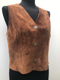 womens jacket  womens coat  womens  waistcoat  vintage  vest  Urban Village Vintage  summer  Suede Jacket  Suede  press stud fastening  Jacket  floral  decorative buttons  brown  70  60s  1970s  1960s  10