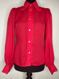 womens  vintage  Urban Village Vintage  top  shirt  scooter  red  pink  multi  modette  mod  floral print  blouse  beagle collar  beagle  70s  60s  1970s  1960s  10