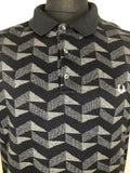 XXL  vintage  urban village  top  short sleeved  short sleeve  retro  polo top  polo  MOD  mens  knit  grey  Fred Perry  fred  collared  collar  button  black