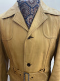 waist belt  vintage  Urban Village Vintage  urban village  stitch detailing  stitch detail  Size Medium  mens  M  long sleeve  Leather Jacket  Leather Coat  Leather  Jacket  fitted  dunn & co  collared  collar  caramel  button up  button  big collar  belted jacket  belted  belt detail  belt  70s  1970s