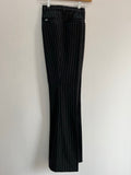 W32  vintage  Urban Village Vintage  trousers  stripe  pleat leg  pleat front  pinstripe  mens  L32  flares  flared leg  check  black  70s  70  1970s