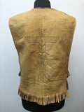 Vintage Native American Leather Fringed Vest - Brown - One Size