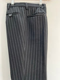 W32  vintage  Urban Village Vintage  trousers  stripe  pleat leg  pleat front  pinstripe  mens  L32  flares  flared leg  check  black  70s  70  1970s