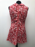 womens  vintage  Urban Village Vintage  sleevless  retro  Red  mini dress  floral print  floral dress  dress  collar  back zip  60s  1960s  12