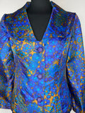womens  vintage  Urban Village Vintage  urban village  Three Button  retro  pockets  long sleeve  Jacket  floral print  D L Barron  button  blue  blazer jacket  Blazer  60s  3 button  1960s  10