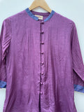 vintage  Urban Village Vintage  urban village  trim detail  silk  S  retro  purple  psychedelic  psych  mens  long sleeve  lightweight  Indian  hook and eye  hippy  hippie  high neck  fabrindia  60s  1960s