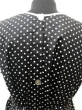womens  white  vintage  Urban Village Vintage  urban village  tunic  tie waist  short sleeved  Polka Dot  pockets  button back  black  70s  1970s  16