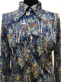 1970s Dagger Collar Floral Blouse by Gosell of Sweden - Size 14