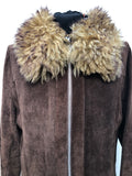 womens  vintage  Urban Village Vintage  suede  sheepskin collar  Sheepskin  shearling  Jacket  coat  Brown  70s  70  1970s  12