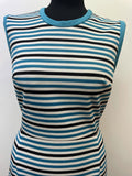 zip  womens  white  vintage  Urban Village Vintage  urban village  stripey  Stripes  striped dress  striped  stripe  sleeveless  MOD  midi dress  midi  high neck  fitted dress  dresses  dress blue  dress  blue  back zip  60s  1960s  12