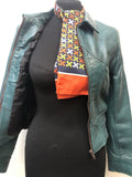 womens  vintage  Urban Village Vintage  long sleeve  Leather Coat  Leather  Green  bomber jacket  8  70s  70  1970s