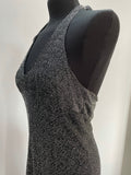 1970s Black Glittery Lurex Halter Neck Maxi Party Dress - Size UK 12