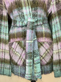 wool  womens  waist belt  vintage  Urban Village Vintage  urban village  tie waist belt  purple  mohair  mod  m  long cape  checkered  checked  check  Cape Coat  cape  Blue  Andrew Stewart  60s  1960s