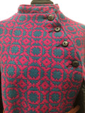 womens  Welsh Woollens  welsh wool  welsh  vintage  Turquoise  turqoise  tapestry  S  pink  multi  MOD  cape  60s  1960s