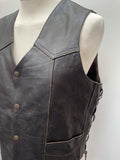 waistcoat  vintage  vest  usa  Urban Village Vintage  urban village  retro  press stud fastening  pockets  mens  Leather Jacket  Leather  lace up  lace  L  Jacket  dark brown  brown  Biker Jacket  Biker  american  70s  1970s