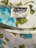 womens  vintage  Urban Village Vintage  St Michael  short sleeved  short sleeve  rose print  roll neck  print dress  MOD  floral print  floral dress  floral  dress  blue rose  back zip  60s  1970s  1960s