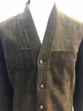 Urban Village Vintage  urban village  suede  pockets  mens  M  long sleeve  knitted  knit  Green  front pockets  cardigan  cardi  Beaucourt  60s  1960s